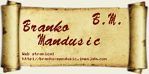 Branko Mandušić vizit kartica